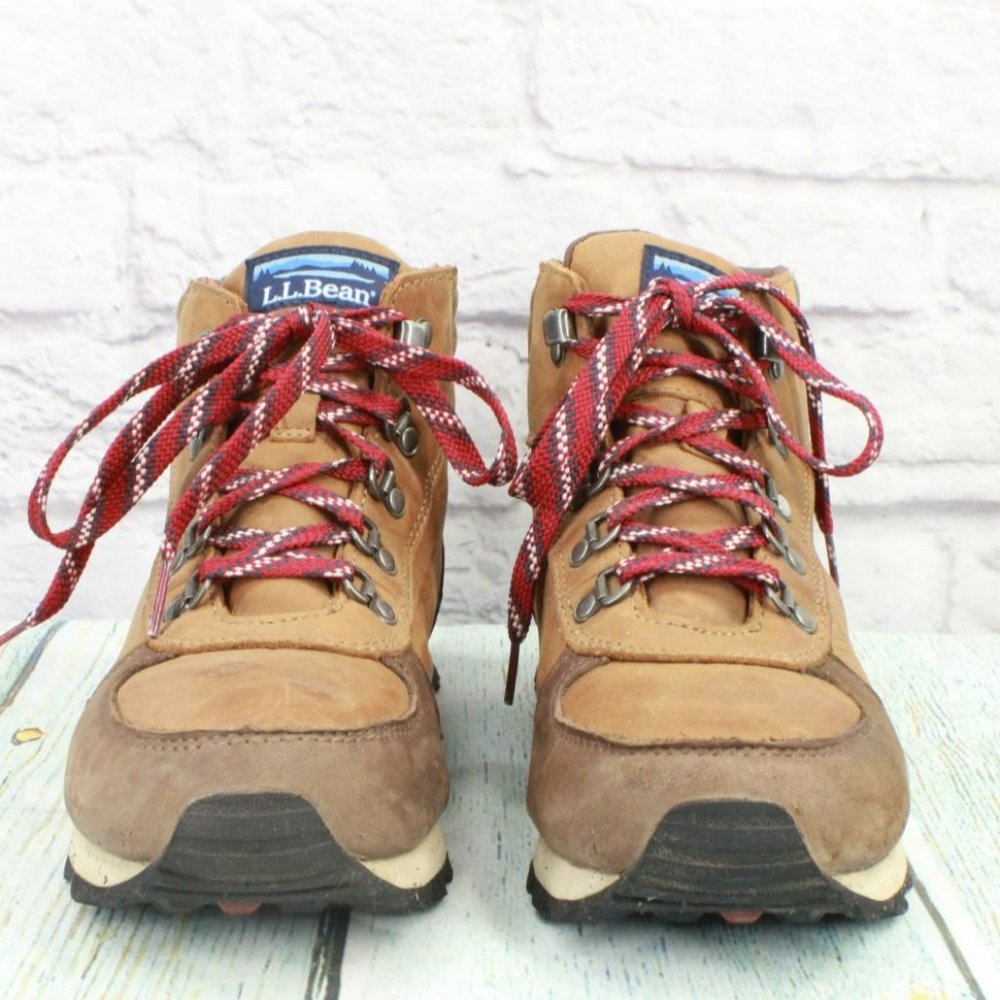 LL Bean Brown Leather Lace Up Waterproof Ankle Hiking Boots Size 8.5 M - Picture 4 of 9